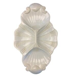 LENOX Butlers Pantry 4-Part Relish Dish White 18”x11” Serving Platter Shell VGUC